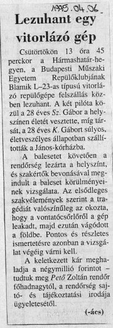 C078. Lezuhant egy vitorlazogep