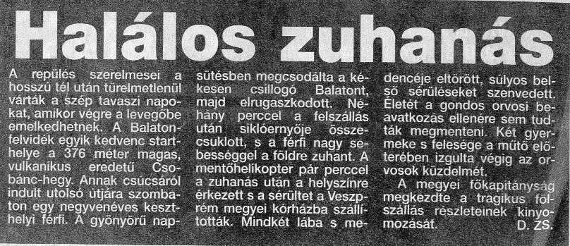 C105. Halalos zuhanas