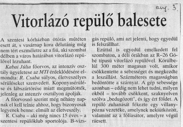 C204. Vitorlazo baleset